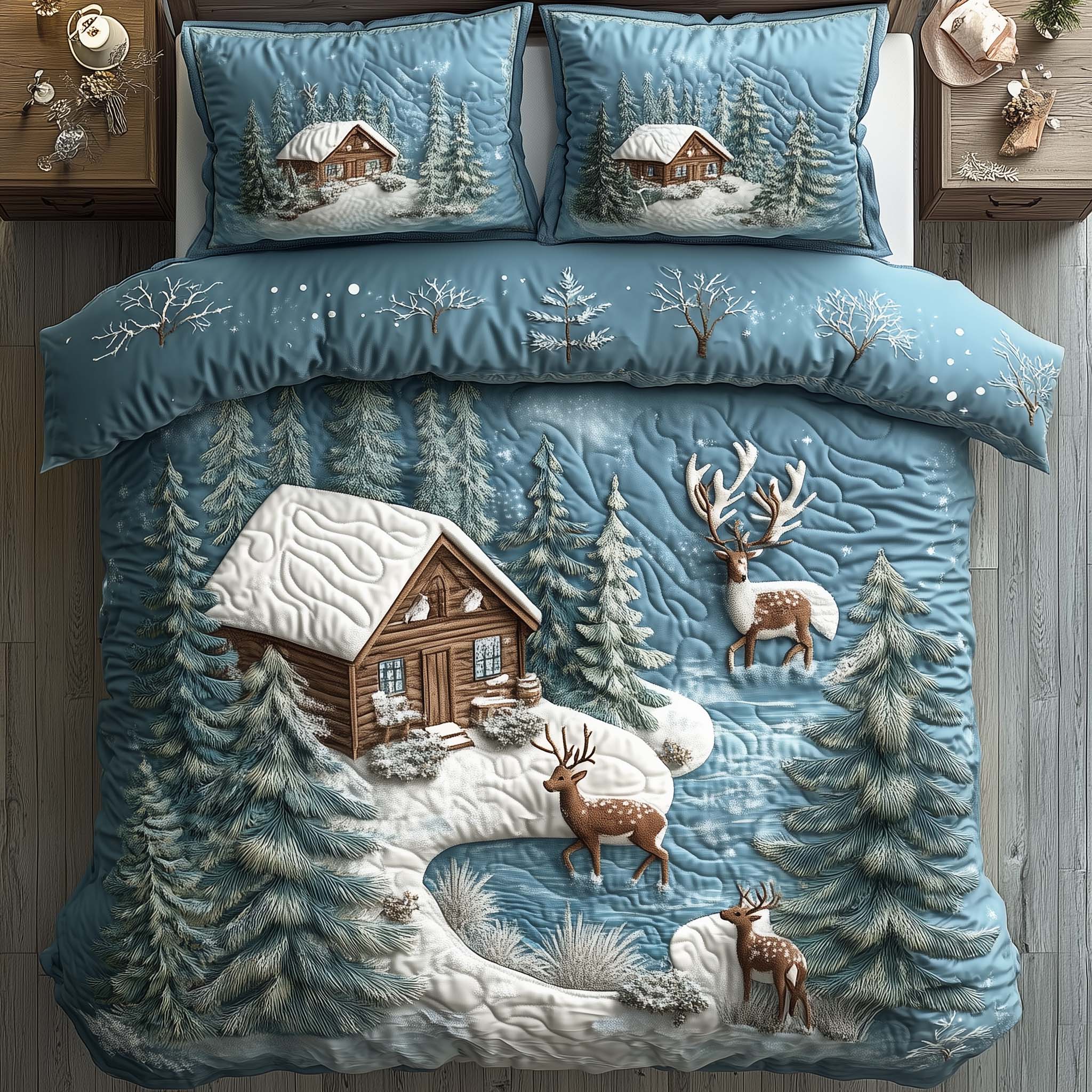 Winter Cabin Quilted Bedding Set Great Sheet Sets Fathers Day Delivery Gifts