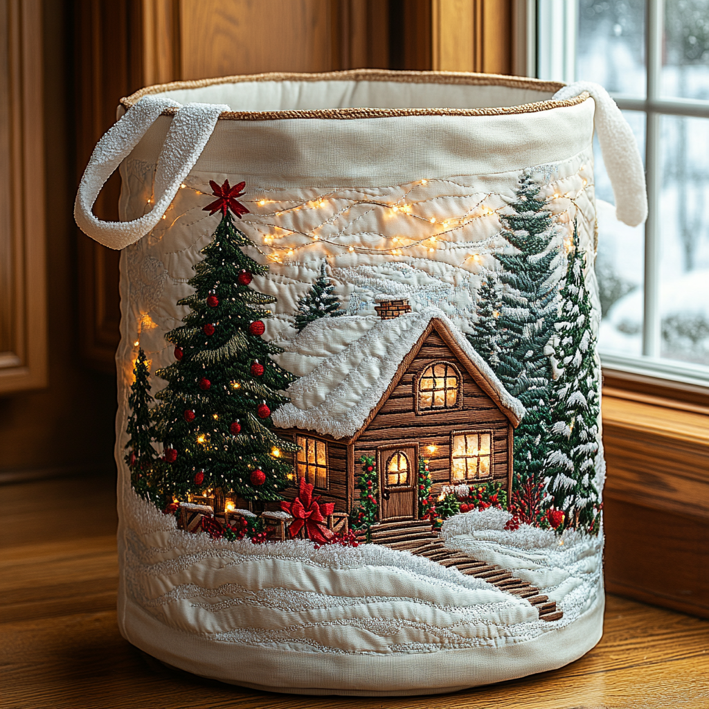 Winter Cabin Quilted Laundry Basket Unique Laundry Basket Father's Day Gifts For Son In Law