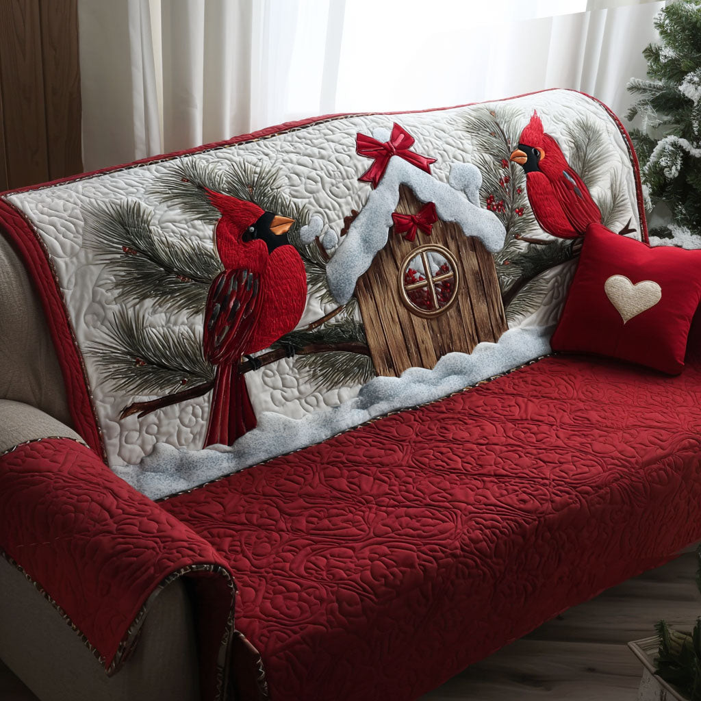 Winter Cardinal Haven Quilted Sofa Cover Best Sofa Covers Cardinal Themed Gifts
