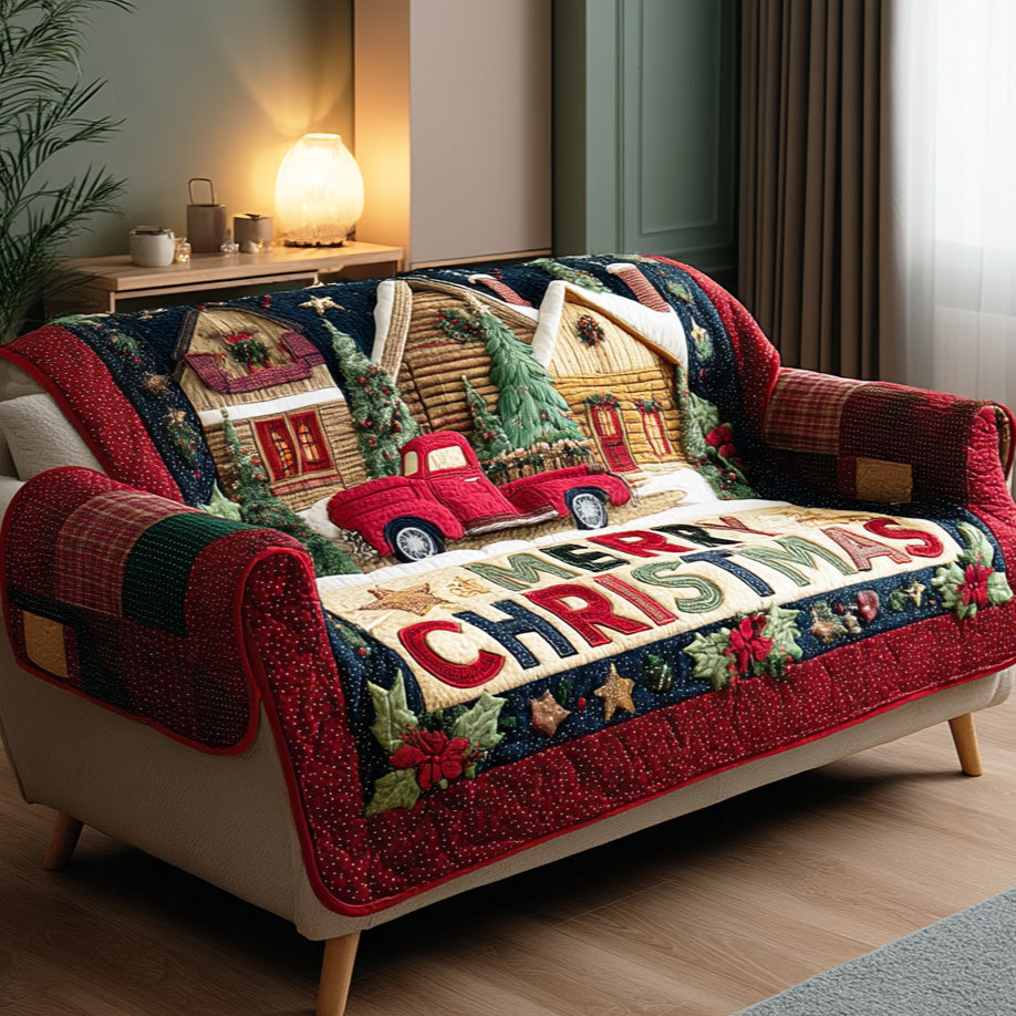 Winter Cozy Spirit Quilted Sofa Cover Christmas Couch Cover Mother In Law Presents Christmas