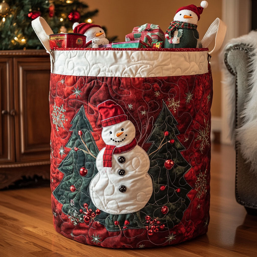 Winter Friend Quilted Laundry Basket Best Dirty Clothes Hamper Grandma Grandpa Christmas Gifts