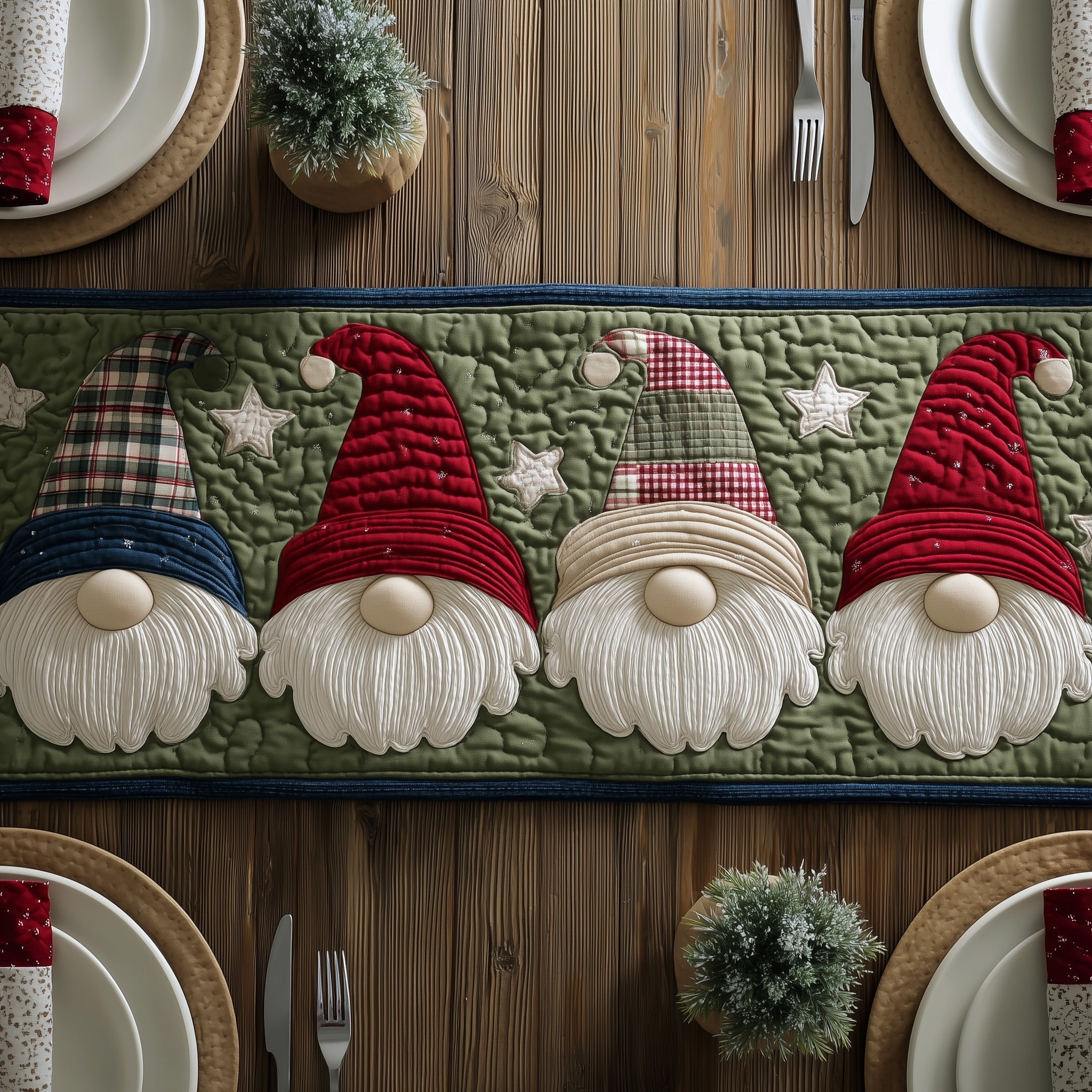 Winter Gnomes Quilted Table Runner Christmas Dining Table Runner Best Christmas Gifts For Relatives