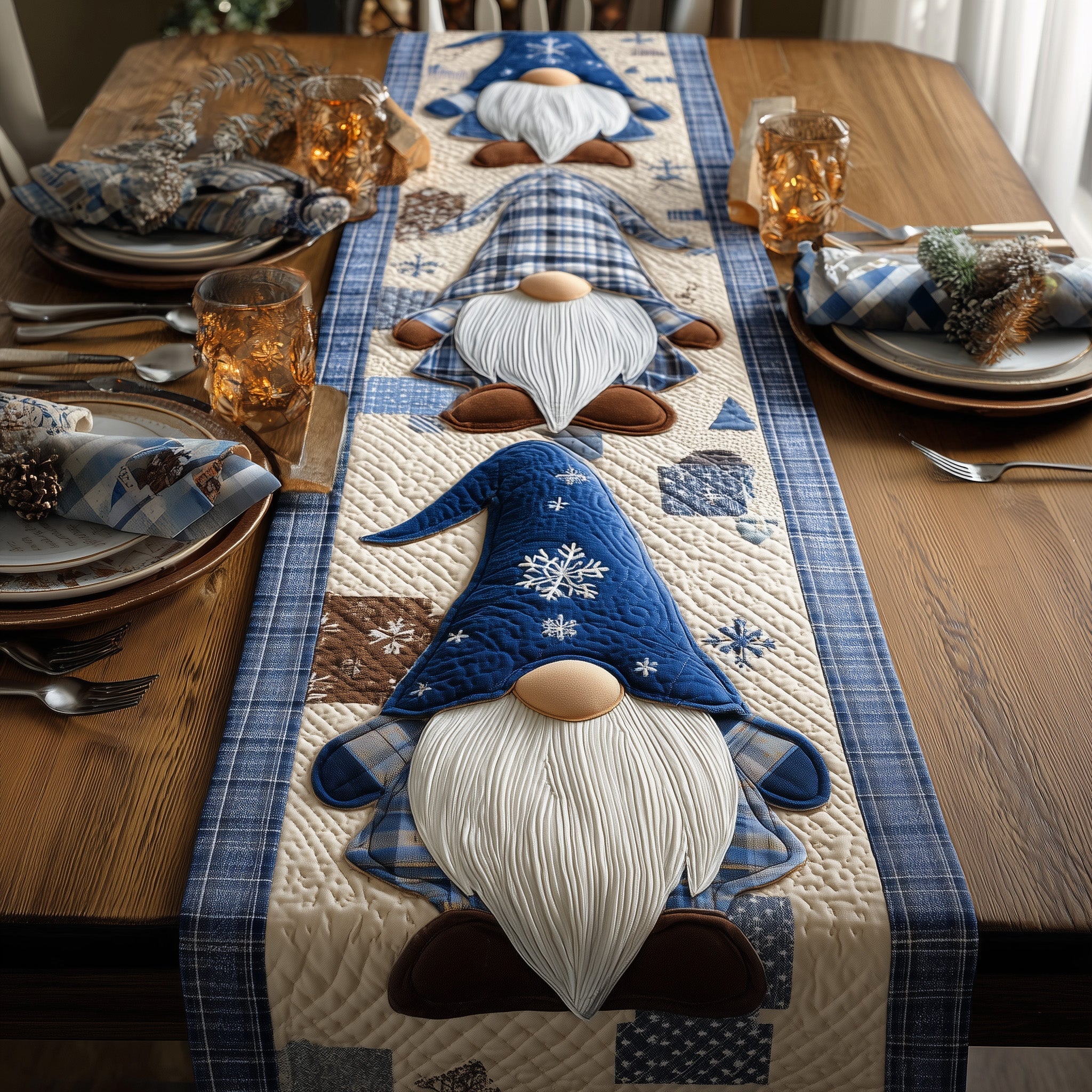 Winter Gnomes Quilted Table Runner Christmas Holiday Table Runners Good Family Christmas Present