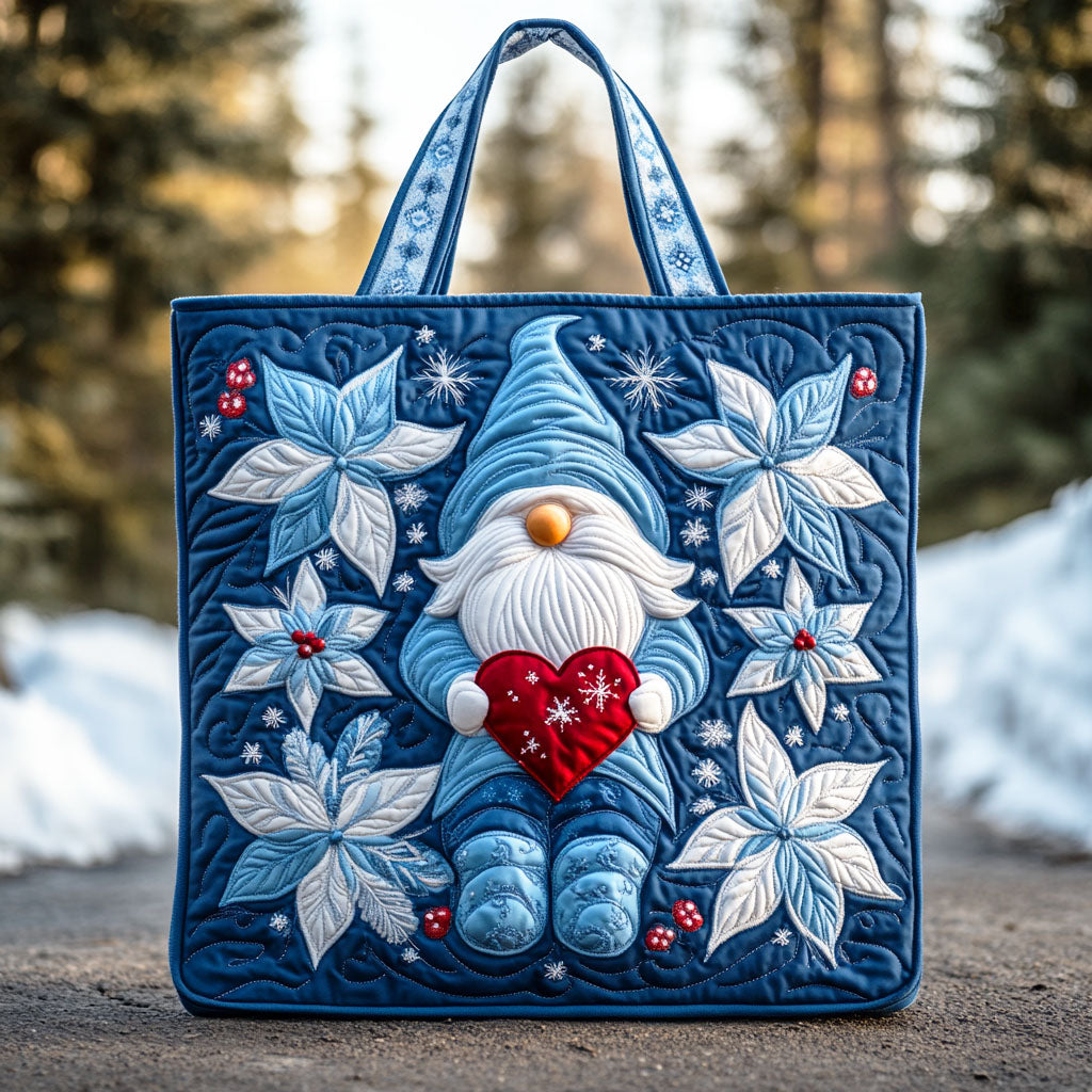 Winter Heart Gnome Quilted Tote Bag Best Women's Shoulder Bags Christmas Ideas For Mom