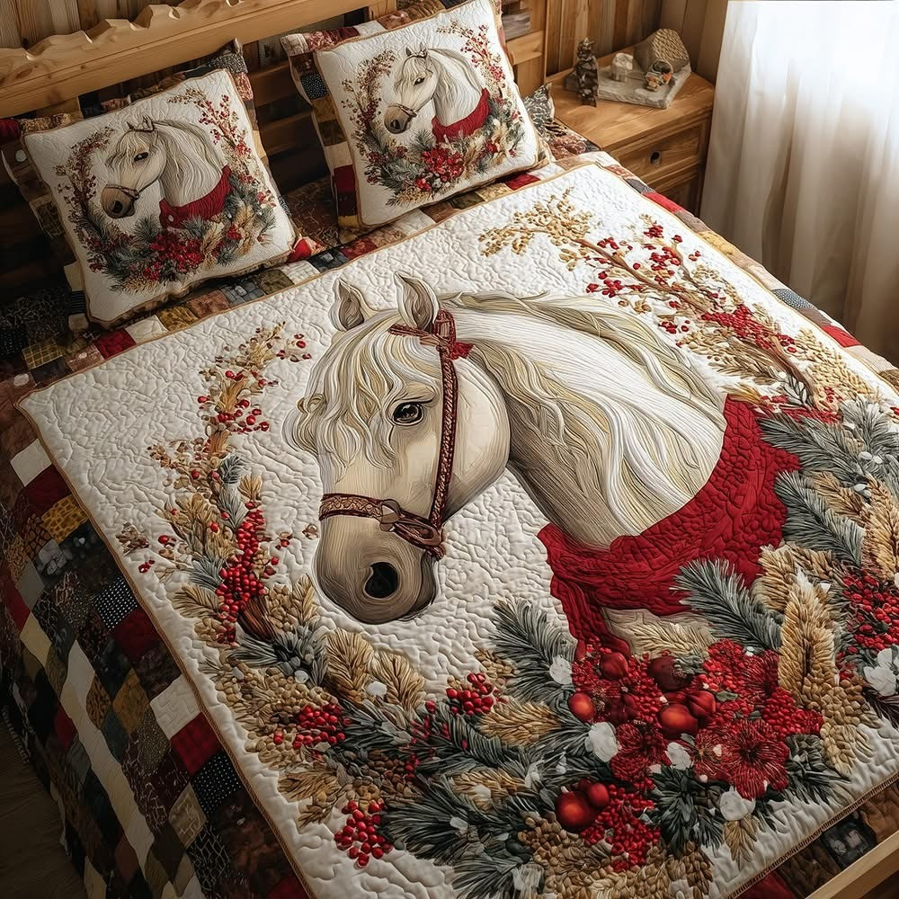 Winter Horse Quilted Bedding Set Duvet Cover Ideas Present For Horse Lovers