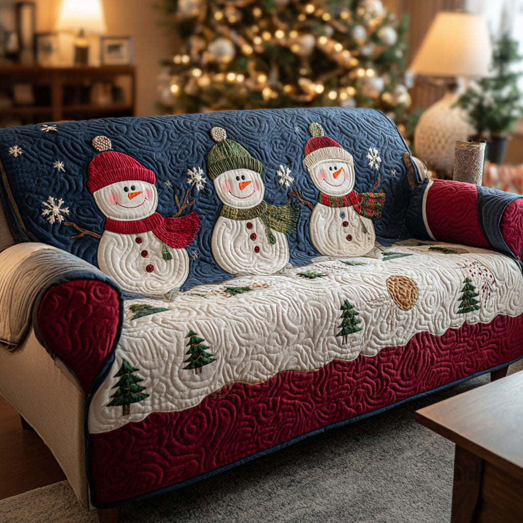 Winter Hugs Quilted Sofa Cover Living Room Winter Decor Best Christmas Gift Ideas