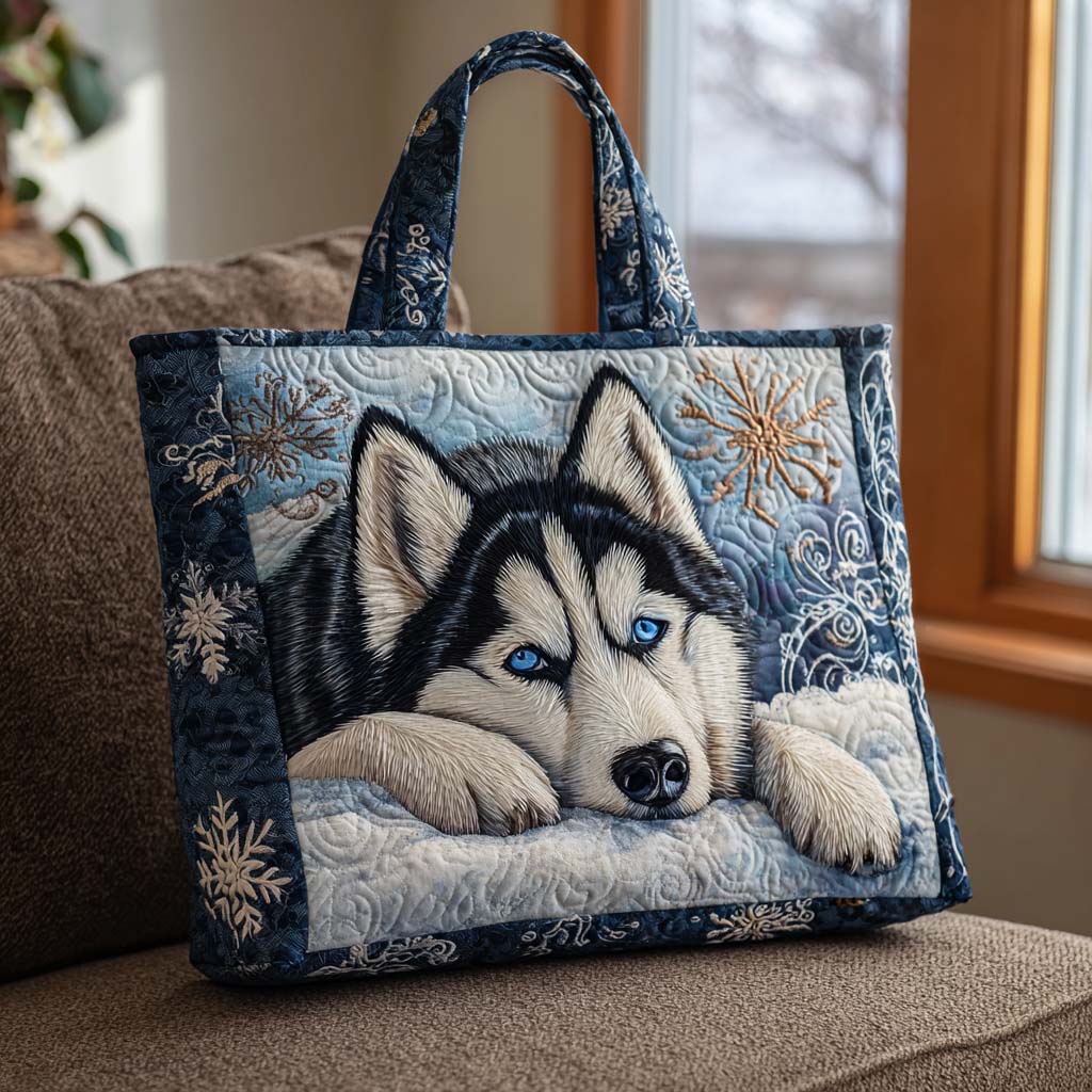 Winter Husky Rest Quilted Tote Bag Handbags Mothers Day Gift Ideas Last Minute