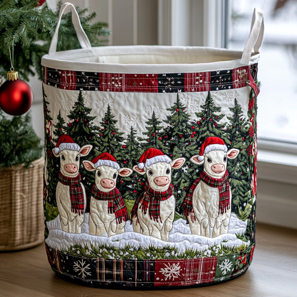 Winter Moo Magic Quilted Laundry Basket Home Decor Shop Mother In Law Presents Christmas