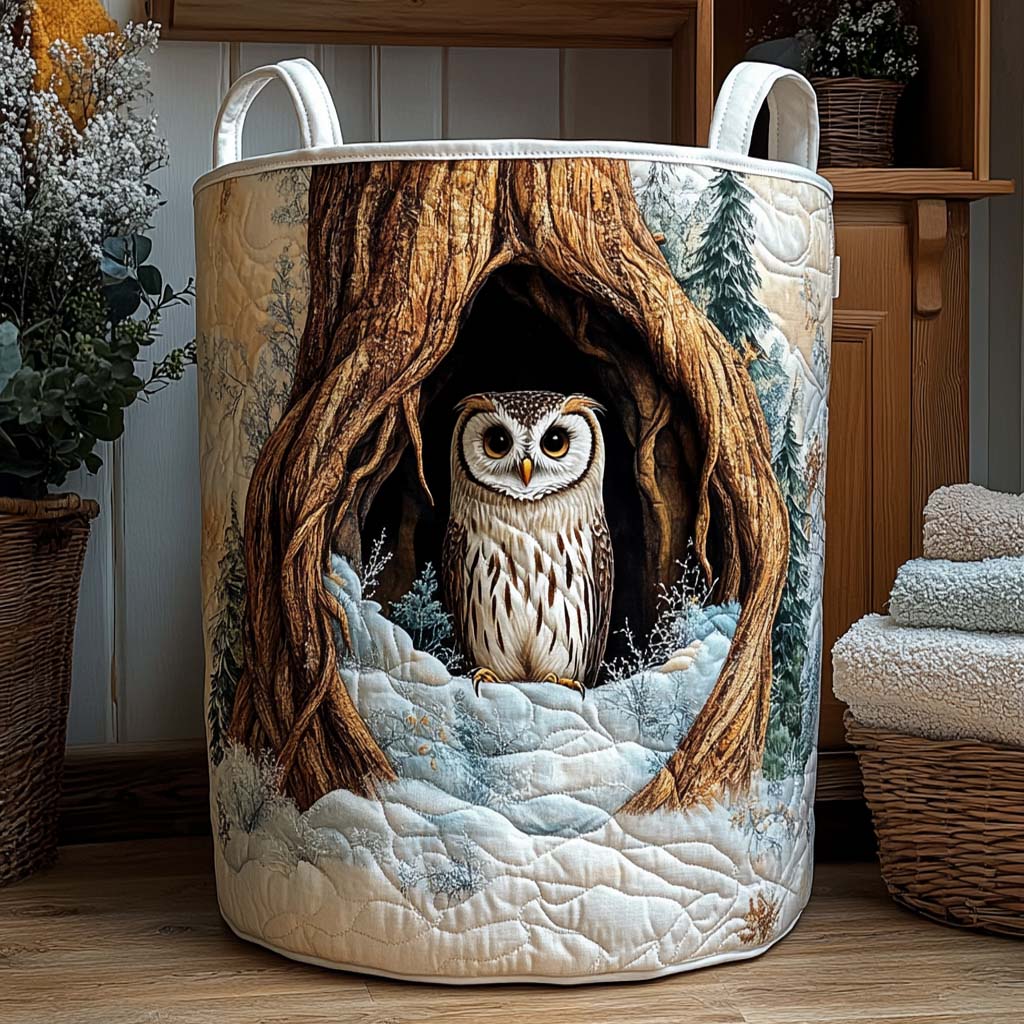 Winter Nest Owl Quilted Laundry Basket Coolest Laundry Baskets Great Book Lover Gift Ideas