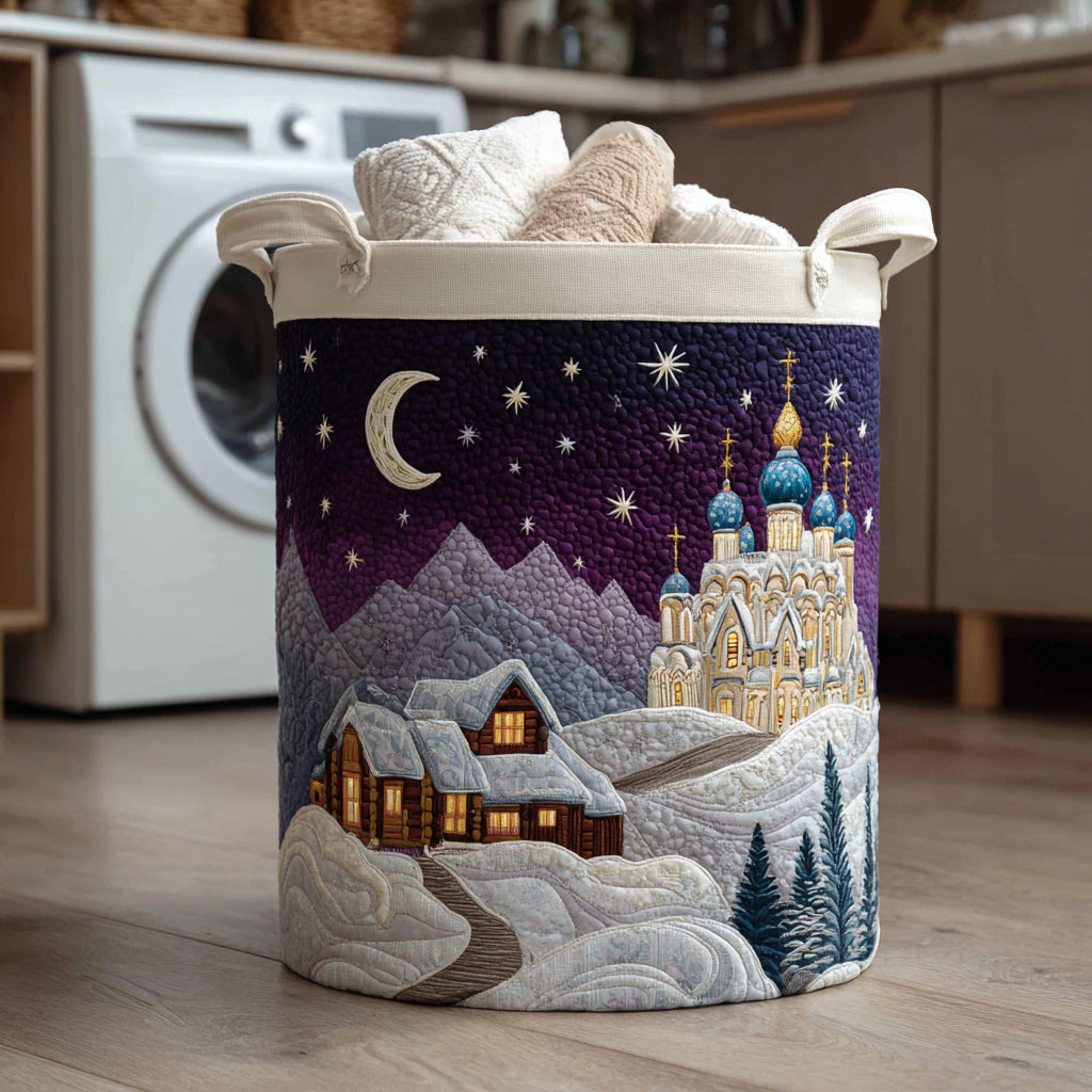Winter Night Quilted Laundry Basket Clothes Hamper Christmas Present Ideas