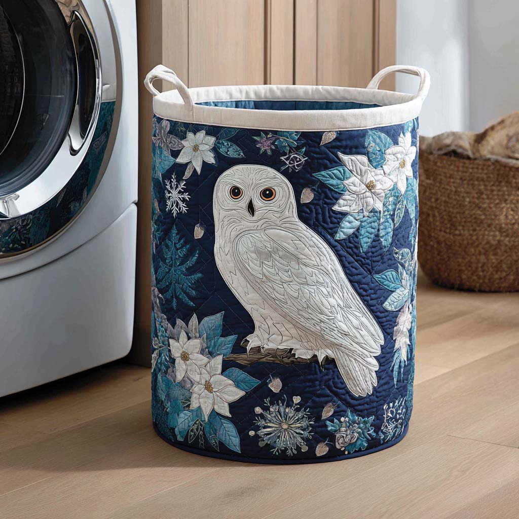 Winter Owl Quilted Laundry Basket Clothes Basket Storage Owl Gifts For Woman