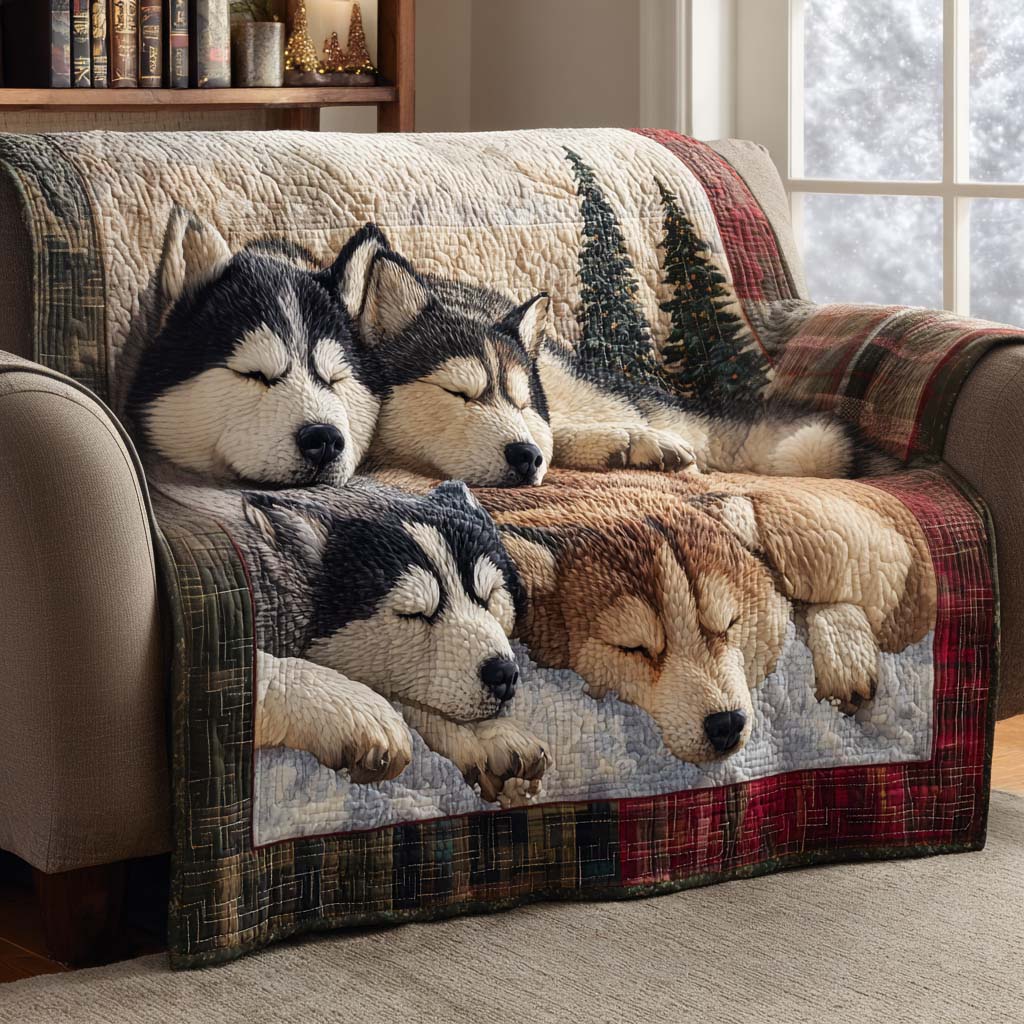 Winter Pack Slumber Quilted Sofa Cover Sofa Saver Covers Husky Xmas Decorations