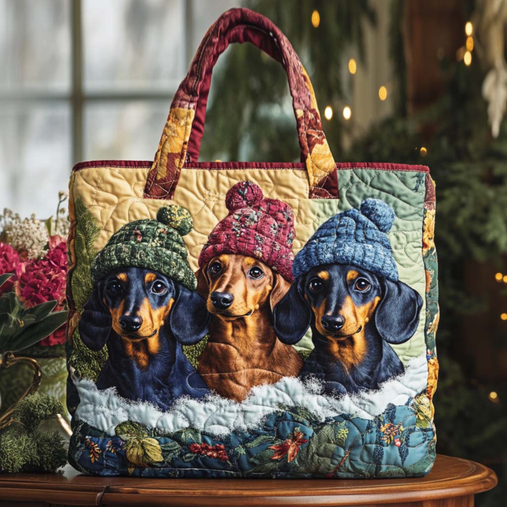 Winter Pup Quilted Tote Bag Popular Designer Totes Things To Get Mom For Christmas