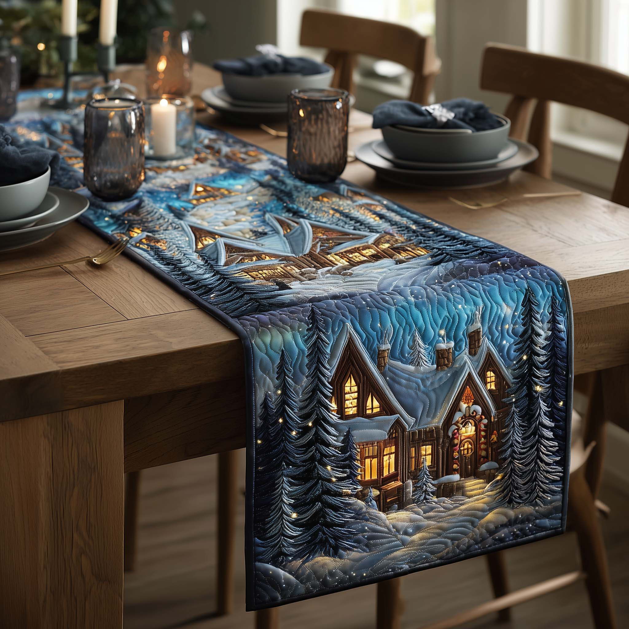 Winter Serenity Quilted Table Runner Dinner Table Decorations Christmas Family Xmas Gift Ideas