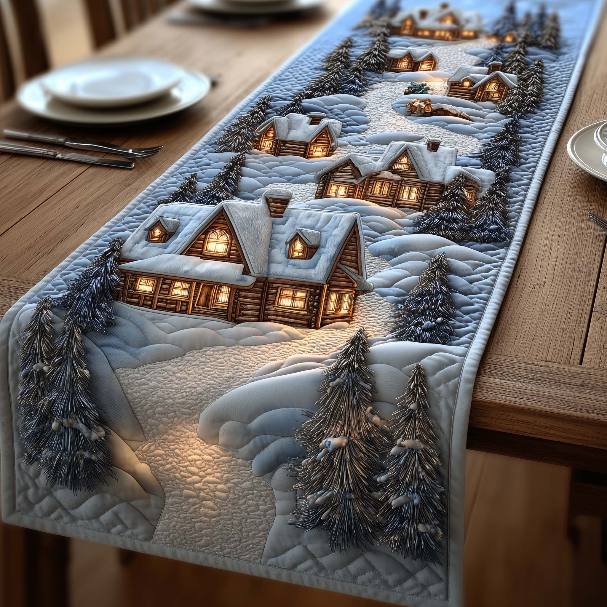 Winter Serenity Quilted Table Runner Winter Themed Table Runners Best Gifts For A Family For Christmas
