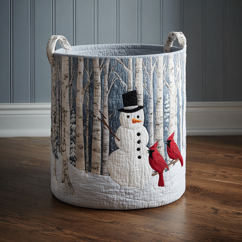 Winter Snowman Cardinal Quilted Laundry Basket Laundry Room Decor Ideas Christmas Gifts For Wife