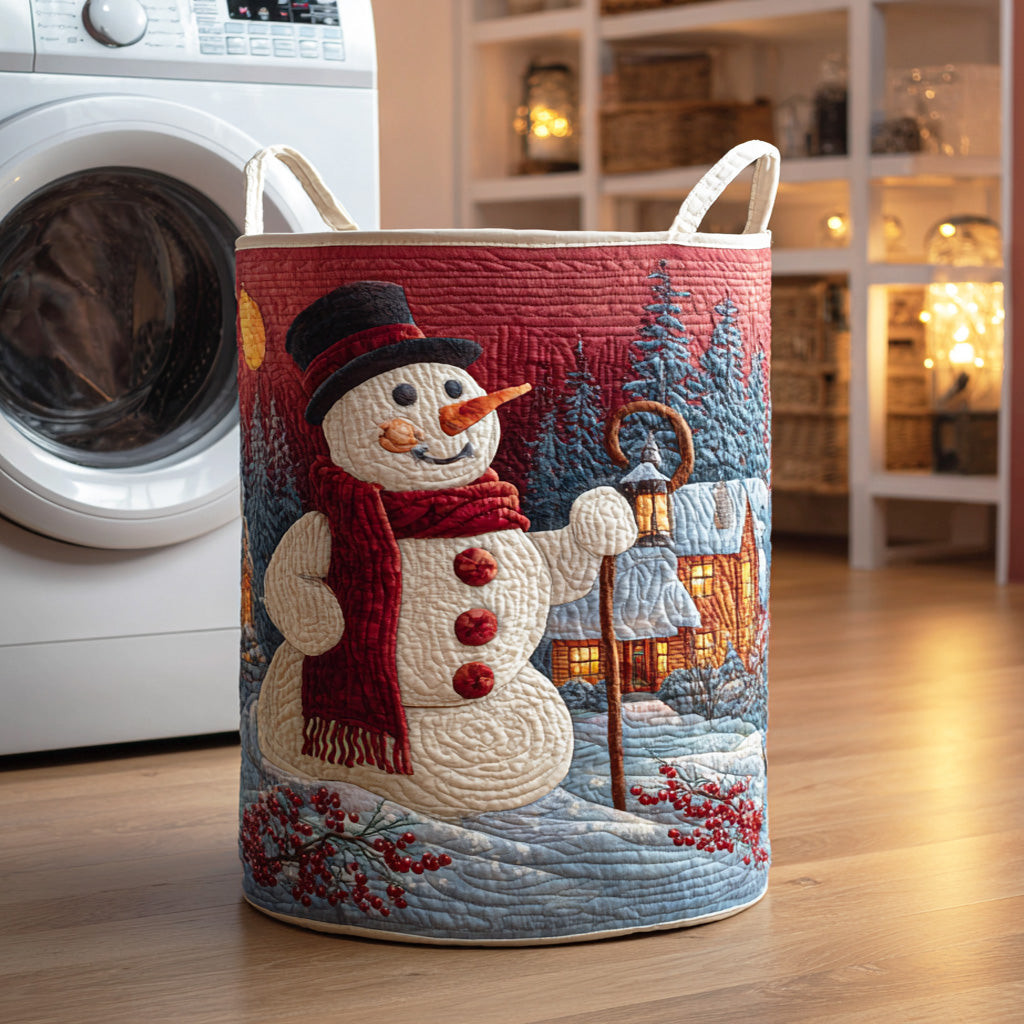 Winter Snowman Joy Quilted Laundry Basket Dirty Laundry Basket Christmas Gift Ideas For Wife