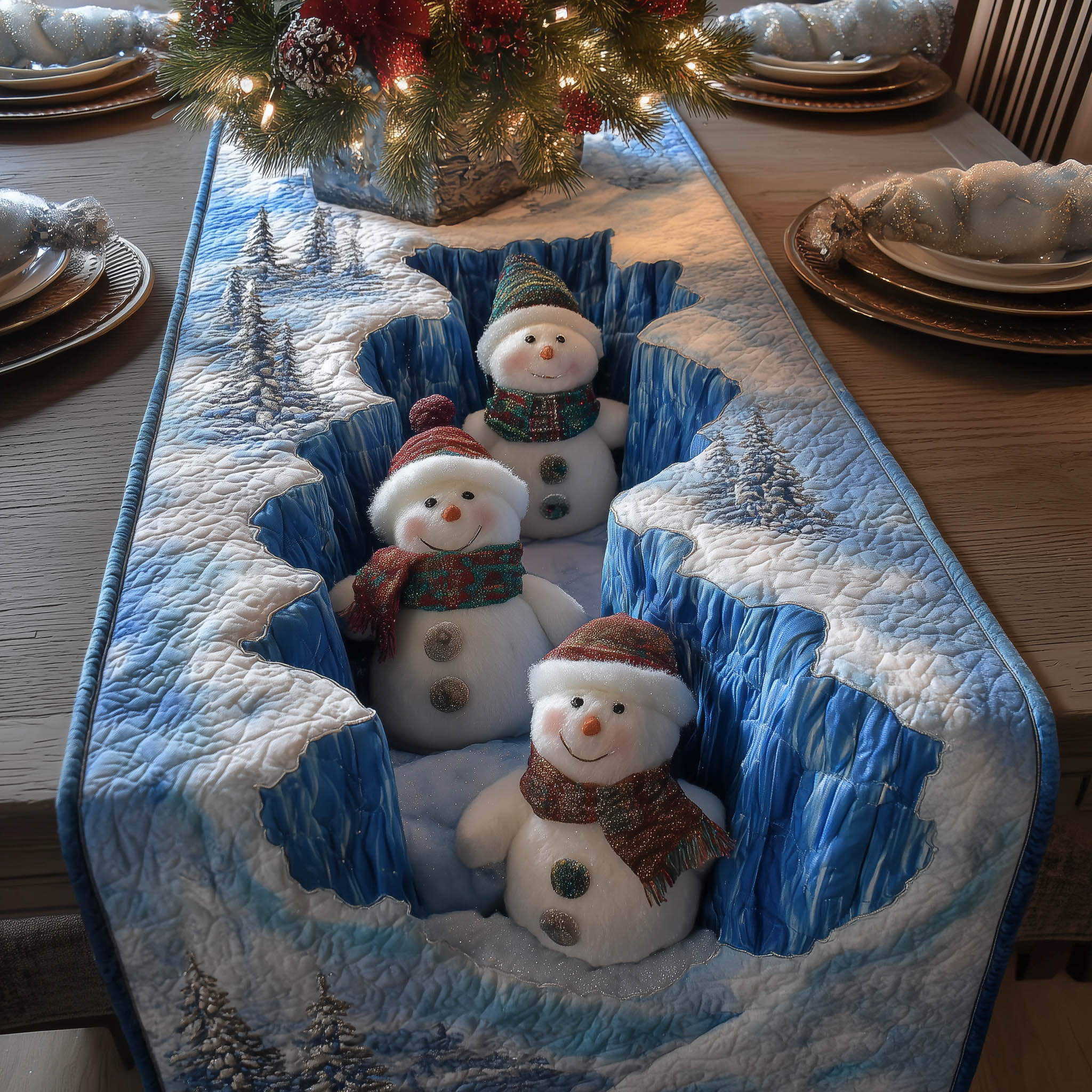Winter Snowman Quilted Table Runner Holiday Table Runners Best Holiday Gifts
