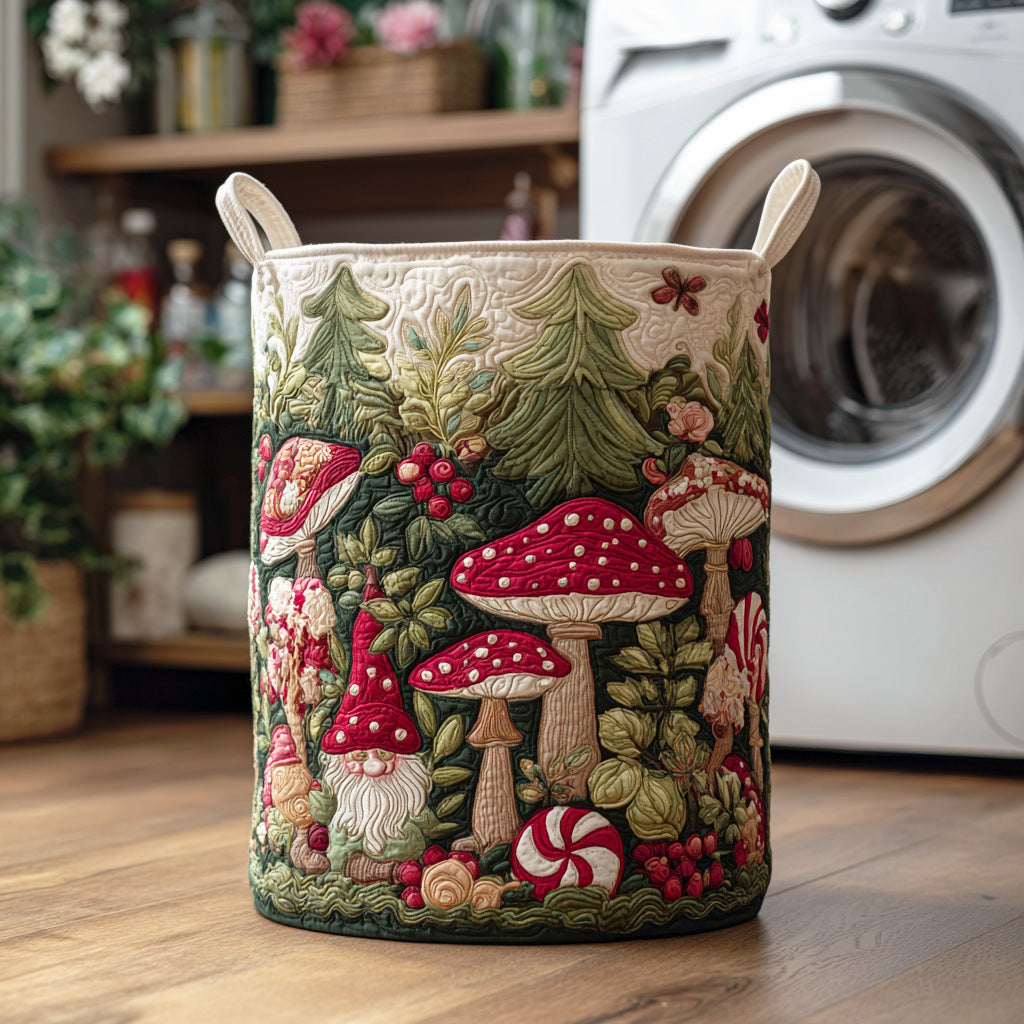 Winter Toadstool Forest Quilted Laundry Basket Home Decorations Christmas Presents
