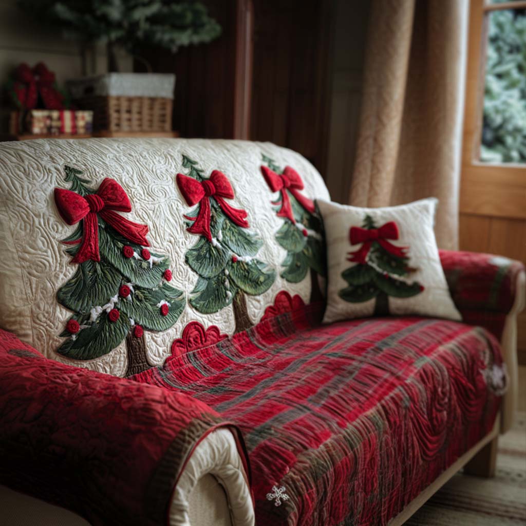 Winter Wonder Quilted Sofa Cover Couch Slipcovers Christmas Gifts For Mom