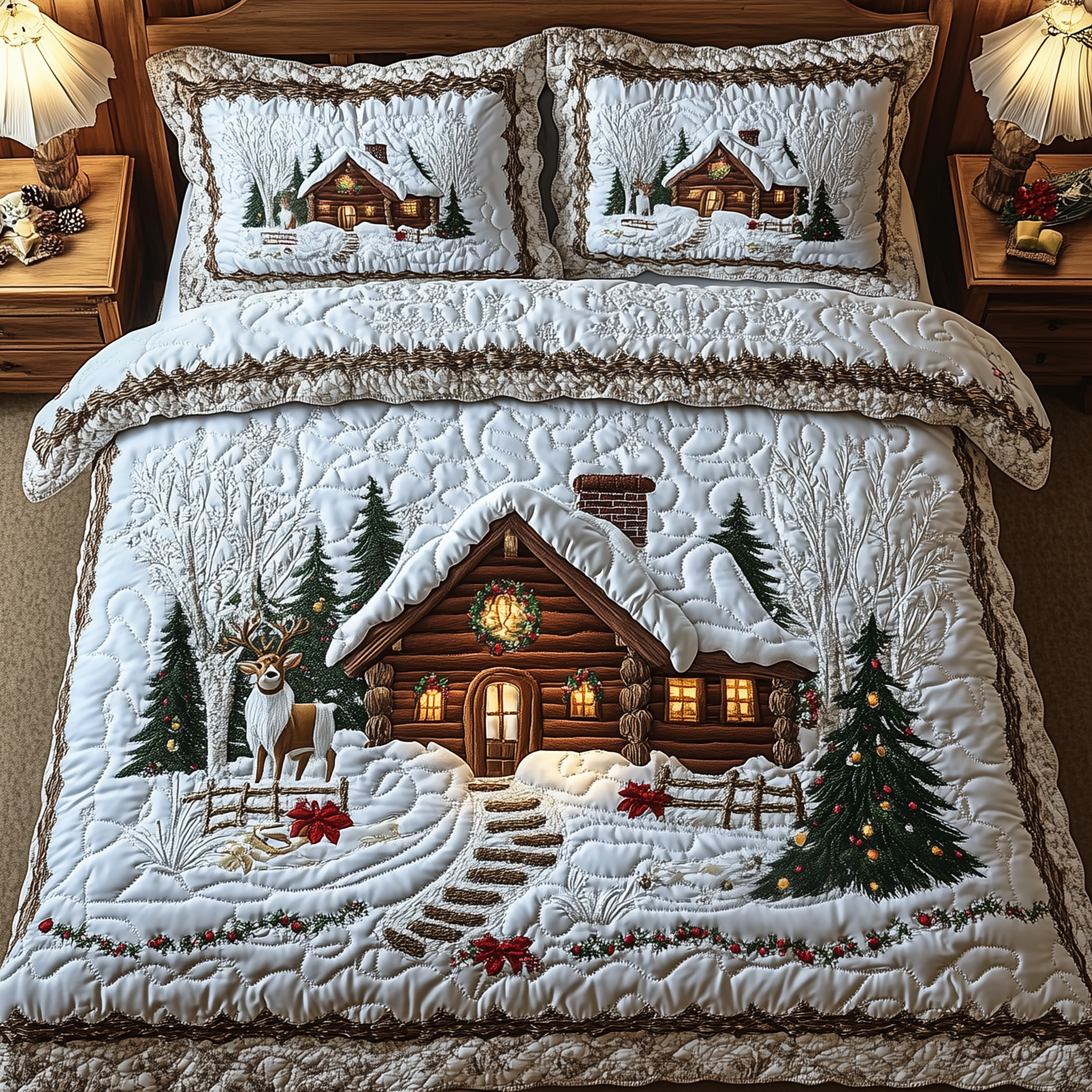 Winter Wonderland Quilted Bedding Set Christmas Bed Sheets Good Christmas Gifts For Boyfriend