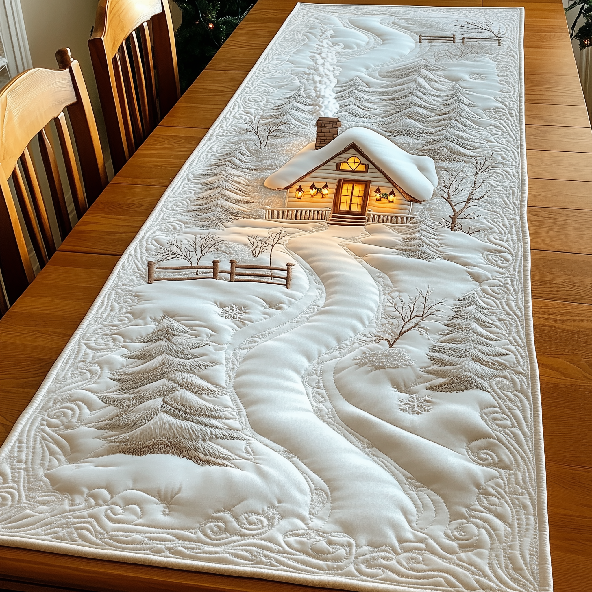 Winter Wonderland Quilted Table Runner Christmas Dining Room Decor Teacher Christmas Gifts
