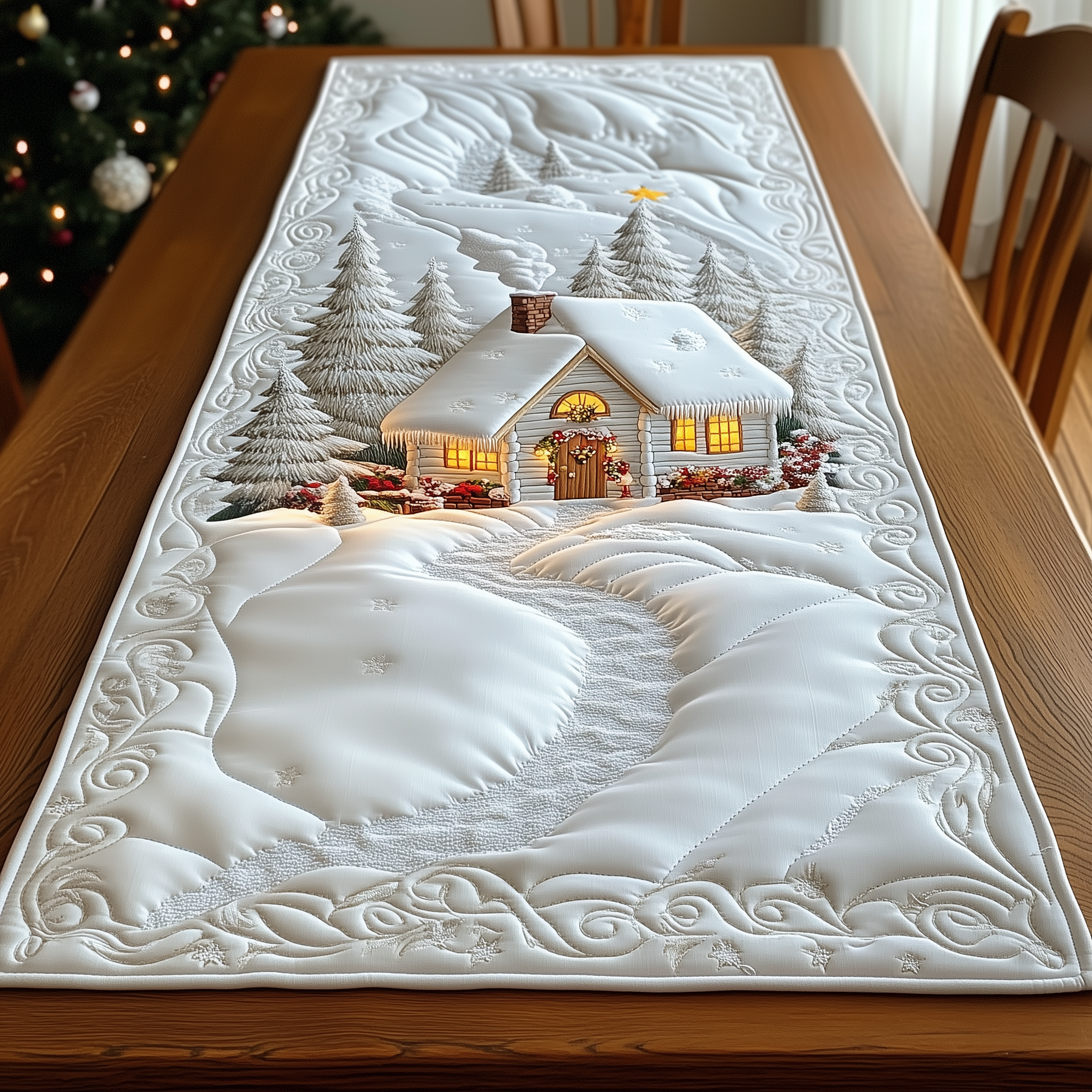 Winter Wonderland Quilted Table Runner Christmas Dinner Decoration Ideas Things To Get For Christmas