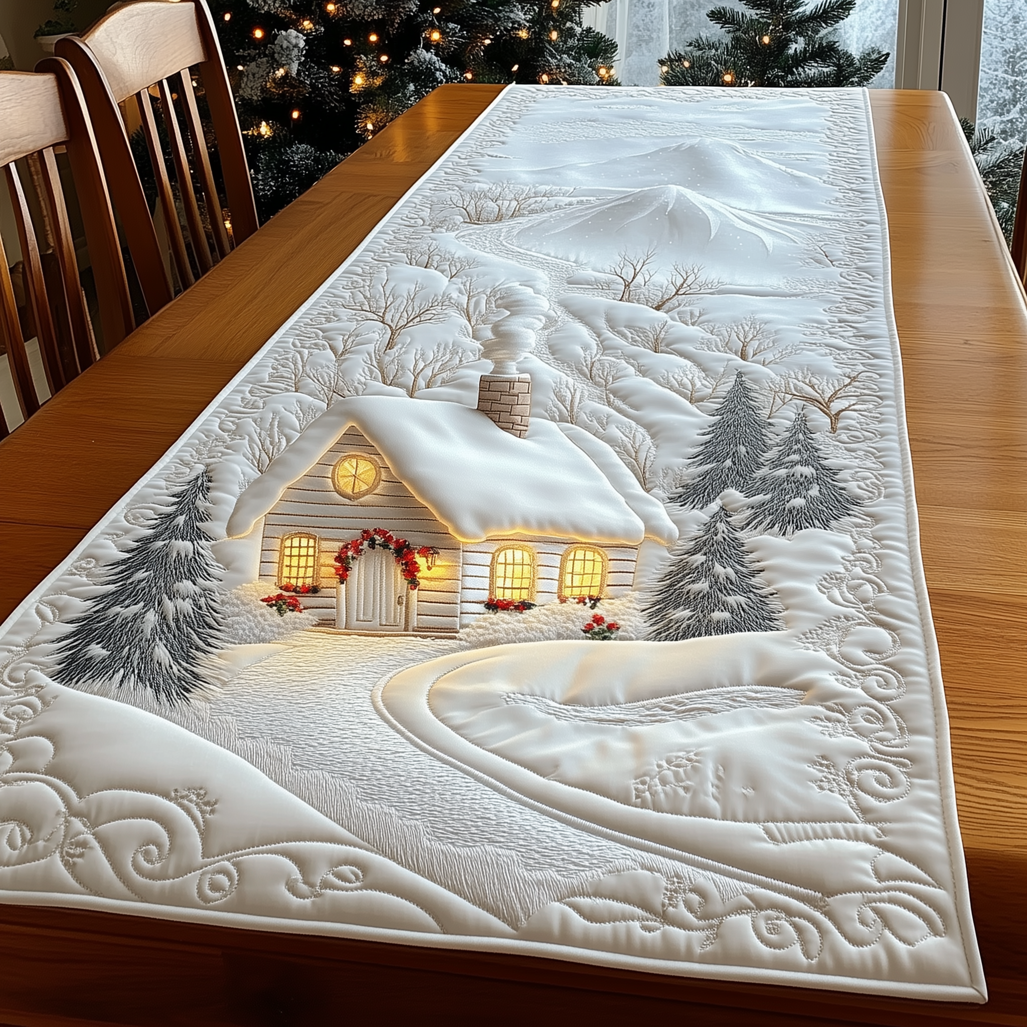 Winter Wonderland Quilted Table Runner Dining Table Xmas Decor Family Christmas Present Ideas