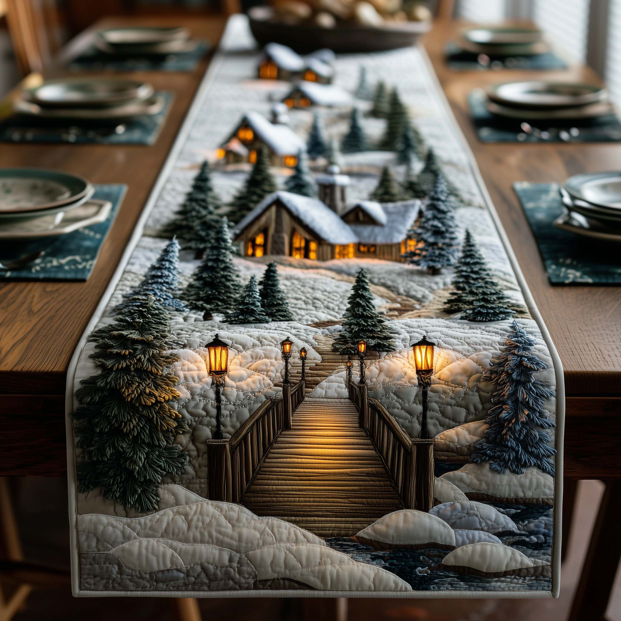Winter Wonderland Quilted Table Runner Dinner Table Decorations Christmas Christmas Giving Ideas For Families