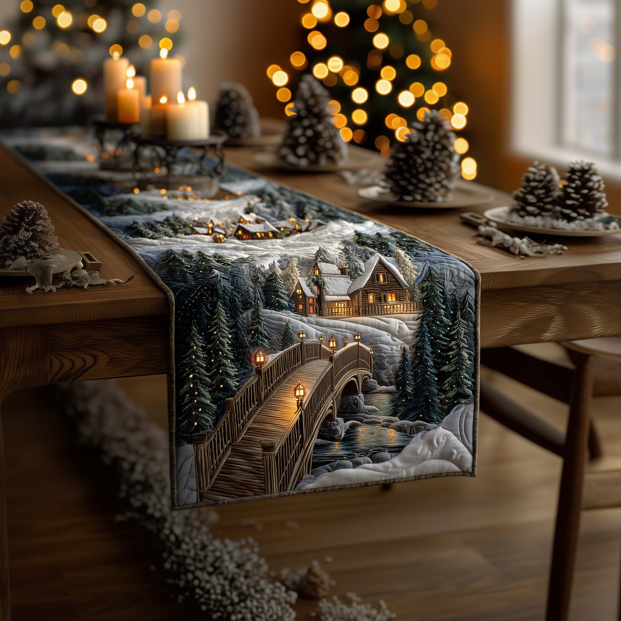 Winter Wonderland Quilted Table Runner Holiday Table Throw Suggestions For Family Christmas Gifts