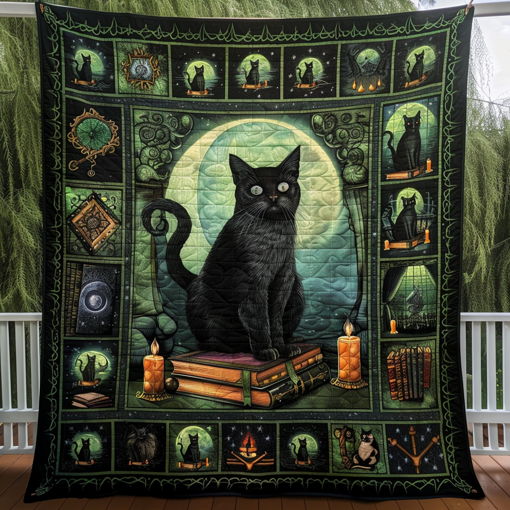Witch Black Cats Quilted Blanket Bedroom Furniture Ideas Cat Gifts For Women
