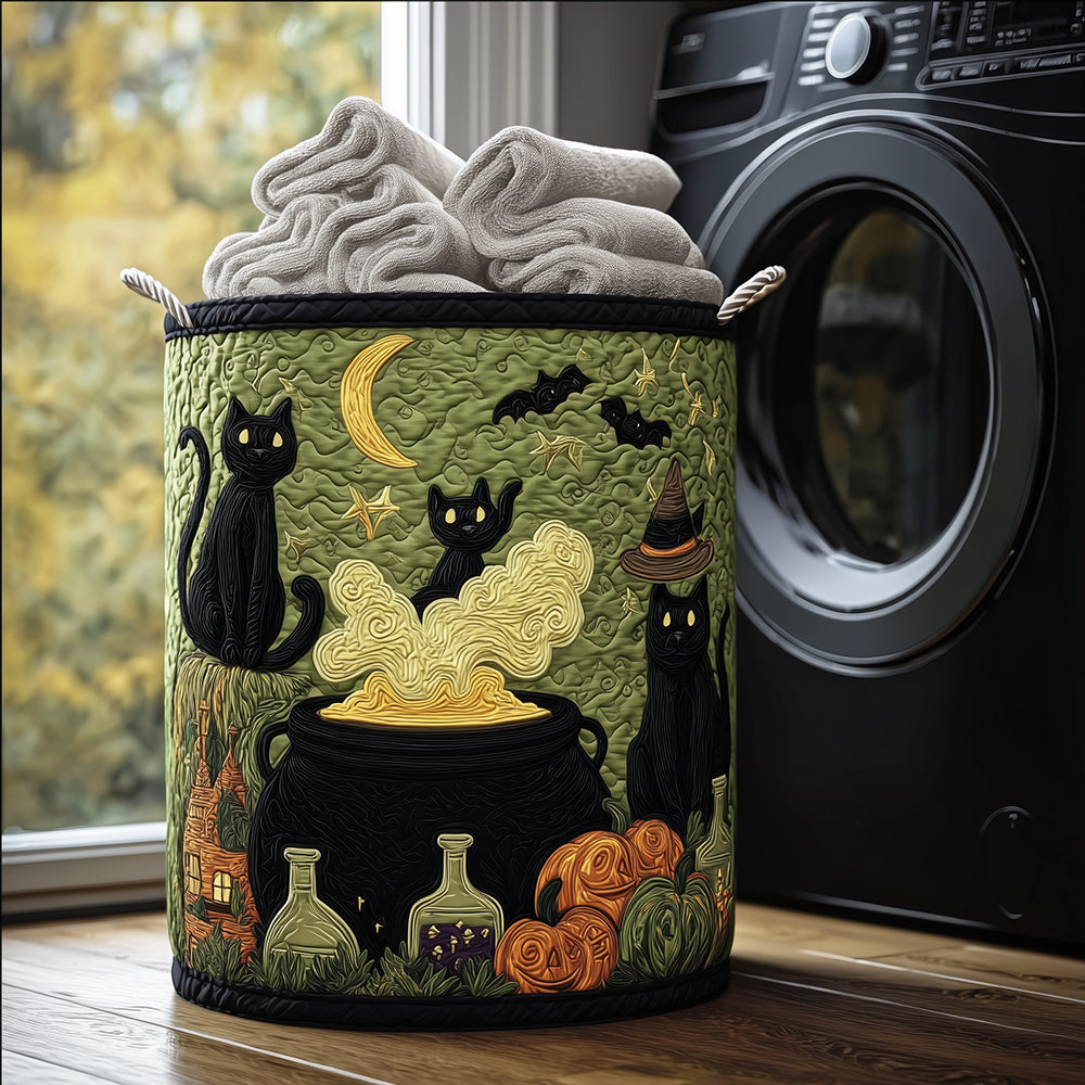 Witch Cat Quilted Laundry Basket Modern Laundry Hamper Cool Cat Gifts