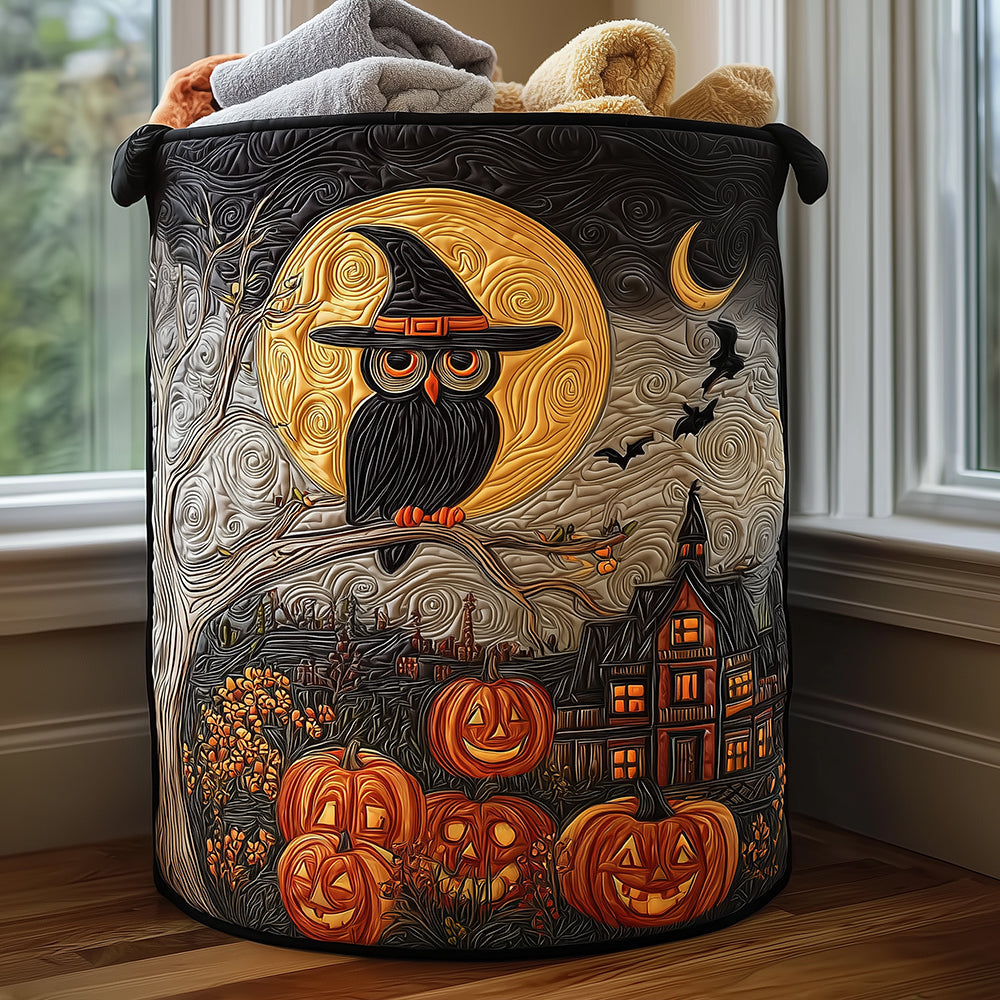 Witch Owl Moon Quilted Laundry Basket Best Laundry Basket Halloween Gifts For Adults