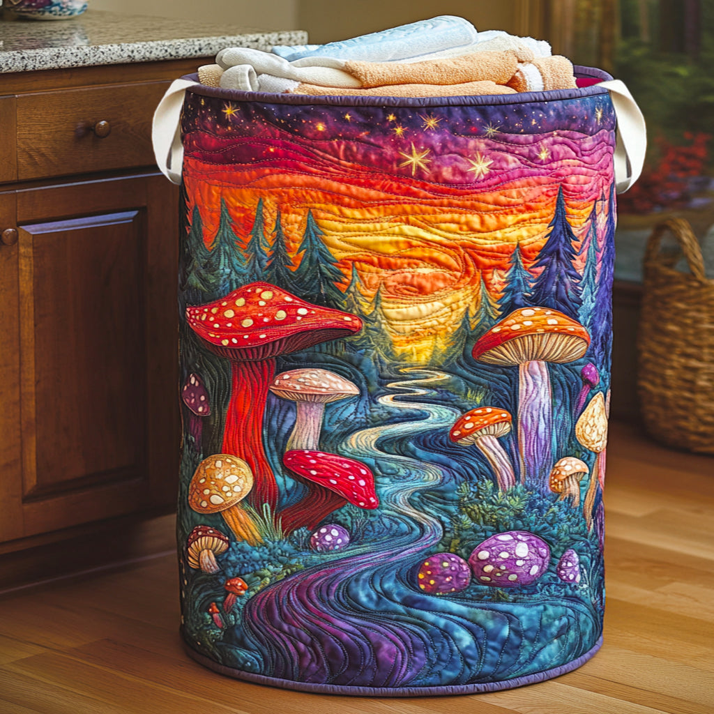 Witchlight Mushroom Quilted Laundry Basket House Decor Unique Housewarming Gifts