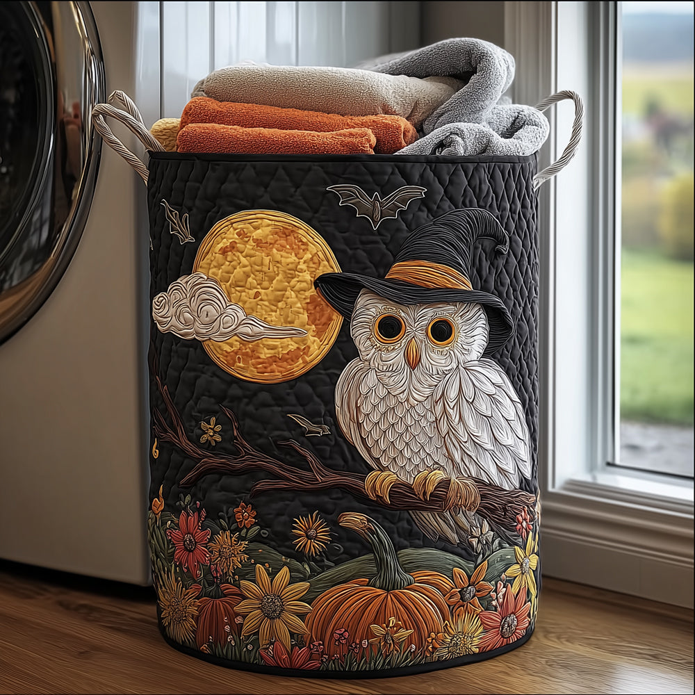 Witchy White Owl Quilted Laundry Basket Laundry Decor Ideas Halloween Gifts For Girlfriend