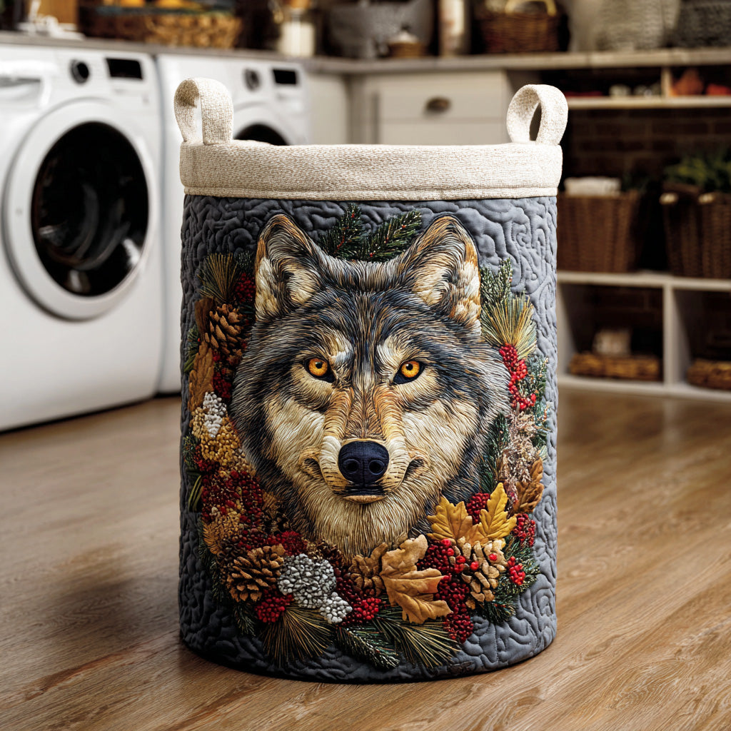 Wolf Frost Path Quilted Laundry Basket Best Hampers Xmas Gifts For Family