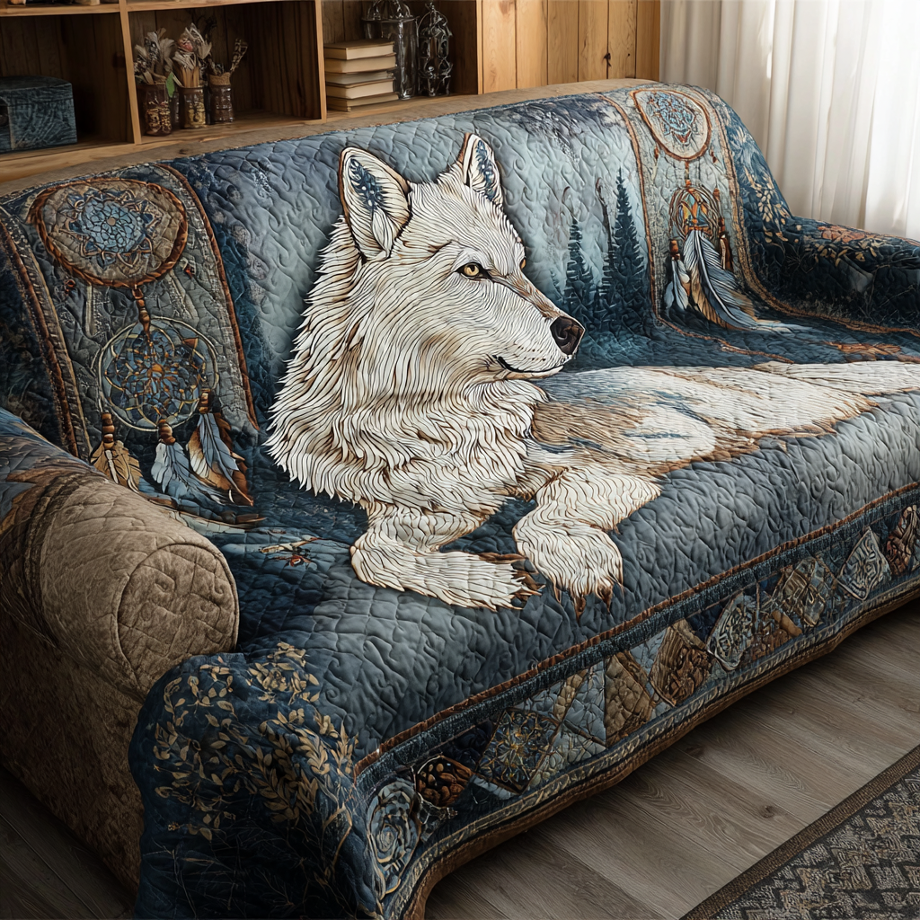 Wolf Heart Quilted Sofa Cover Sofa Covers For Sale Wolf Themed Gift Items