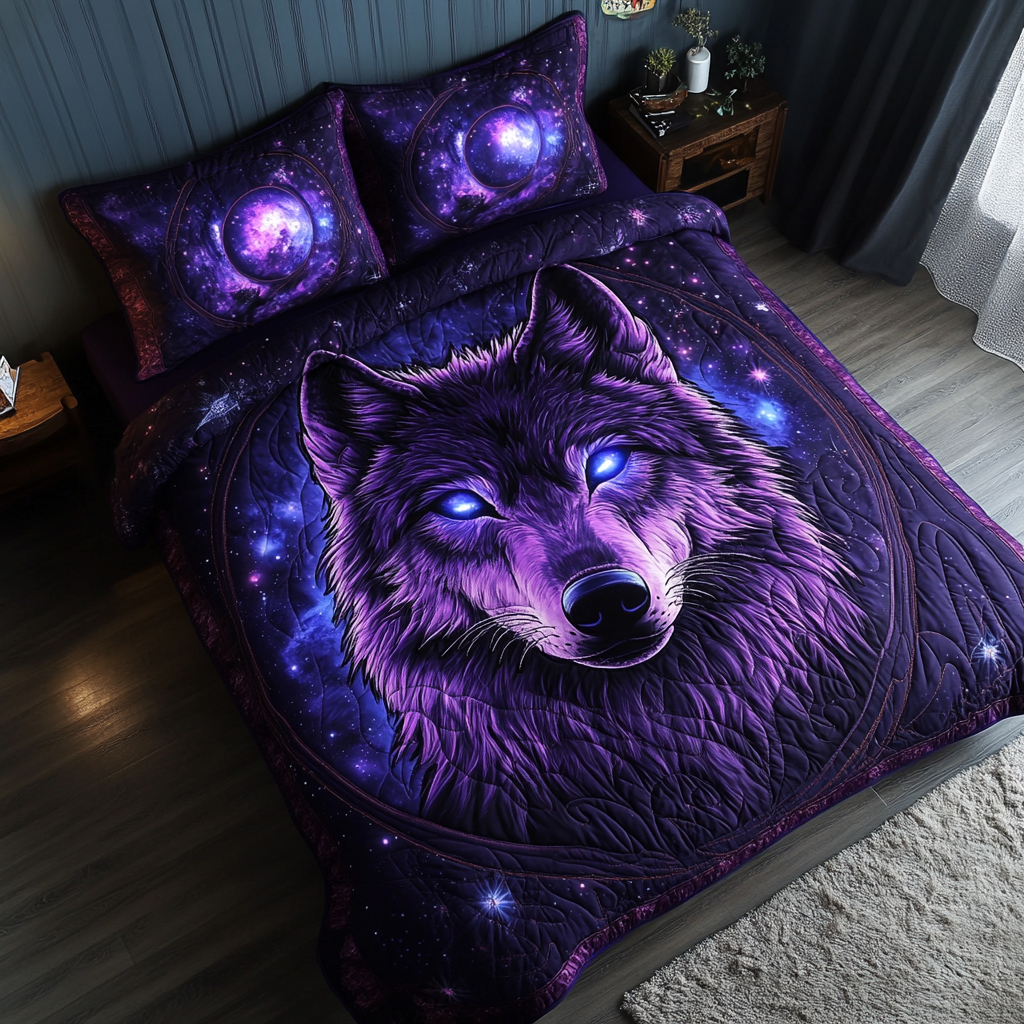 Wolf Journey Quilted Bedding Set Cute Bed Sheets For Teens Fathers Day Presents