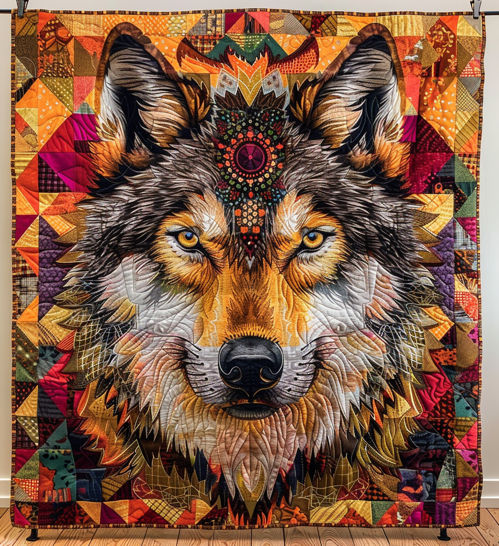 Wolf Native Quilted Blanket Good Bed Sets Native American Christmas Gifts