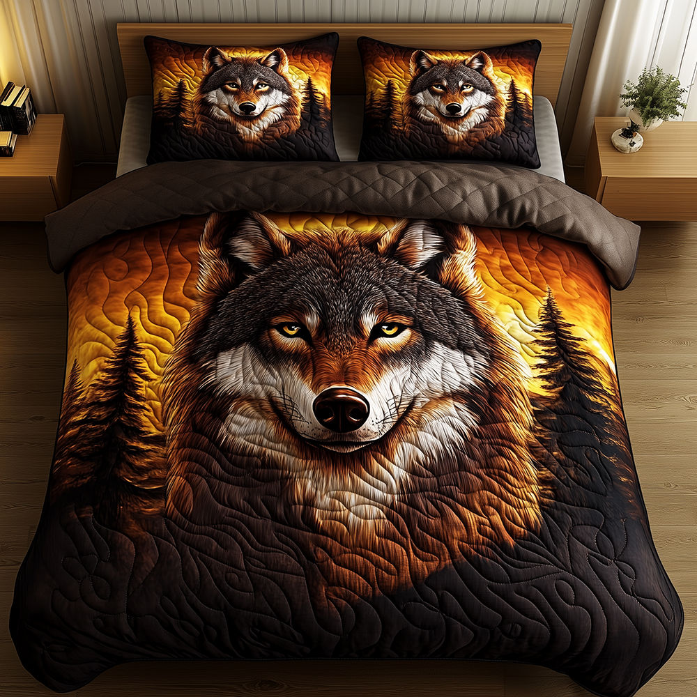 Wolf of the Night Quilted Bedding Set Cool Bedroom Ideas Themed Wolf Gifts For Him