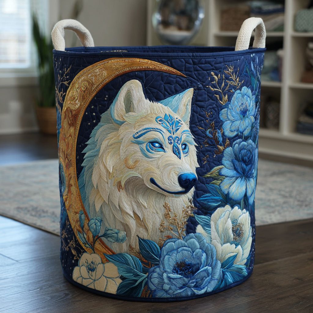 Wolf Path Quilted Laundry Basket Best Clothes Hamper Unique Gifts For Wolf Lovers