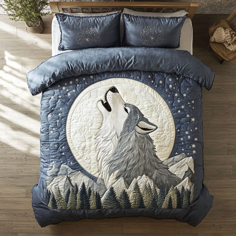 Wolf Quilted Bedding Set Cool Duvet Cover Christmas Ideas Gifts For Wolf Owners