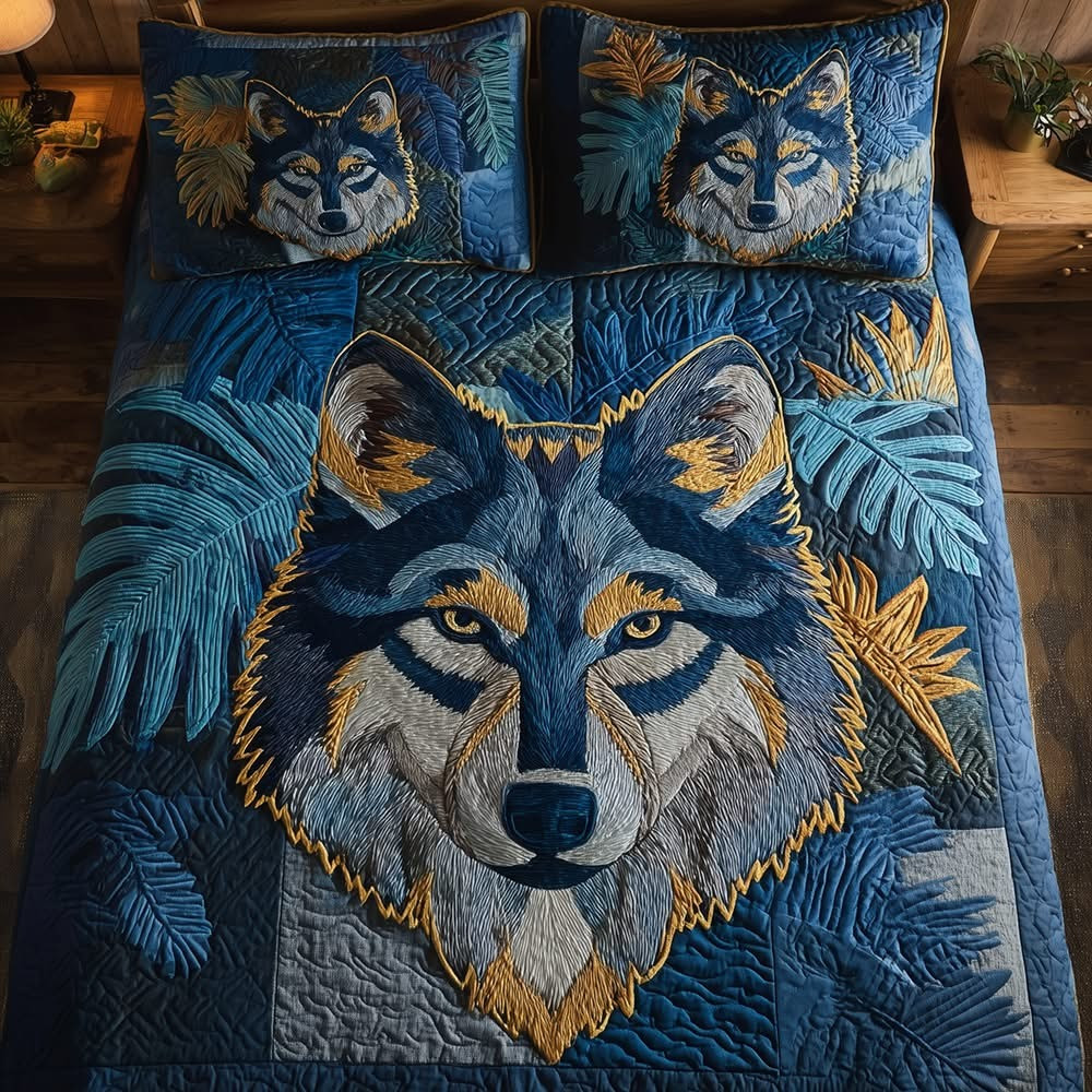 Wolf Quilted Bedding Set Unique Christmas Bed Sheet Set Unique Wolf Gifts