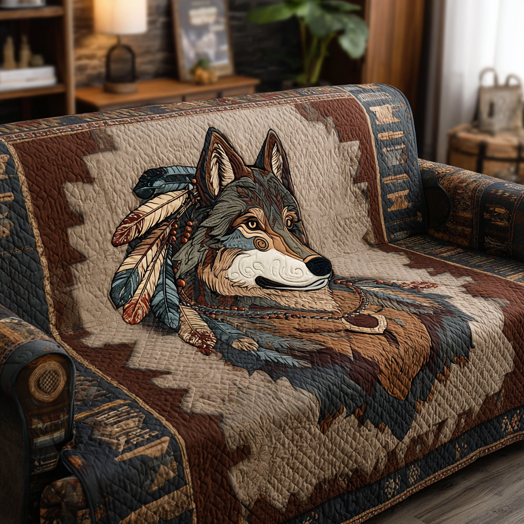 Wolf Shadow Quilted Sofa Cover Cool Couch Covers Presents For Wolf Lovers