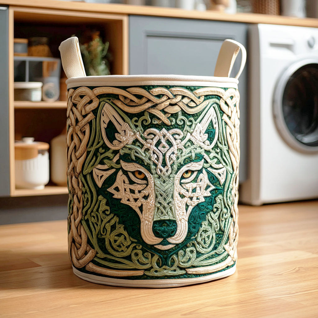 Wolf Spiral Quilted Laundry Basket Modern Clothes Hamper Irish Gifts For Women