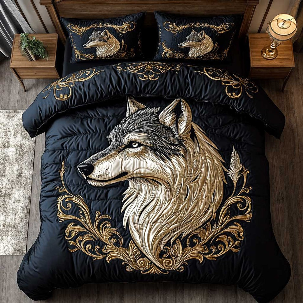 Wolf Spirit Quilted Bedding Set Wildlife Animal Bedroom Decor Gifts For Wolf Lovers