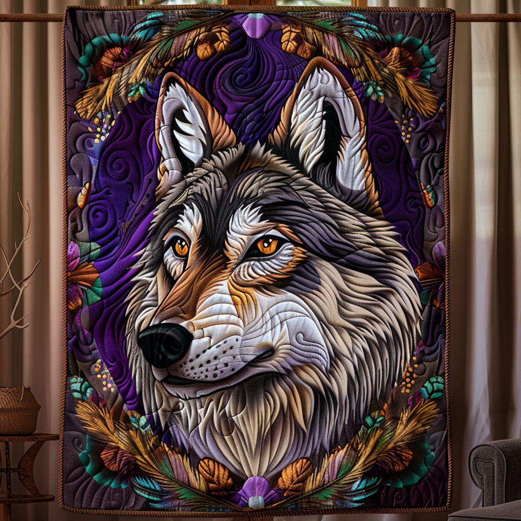 Wolf's Wisdom Quilted Blanket Bed Decor Ideas Unique Gifts For Wolf Lovers