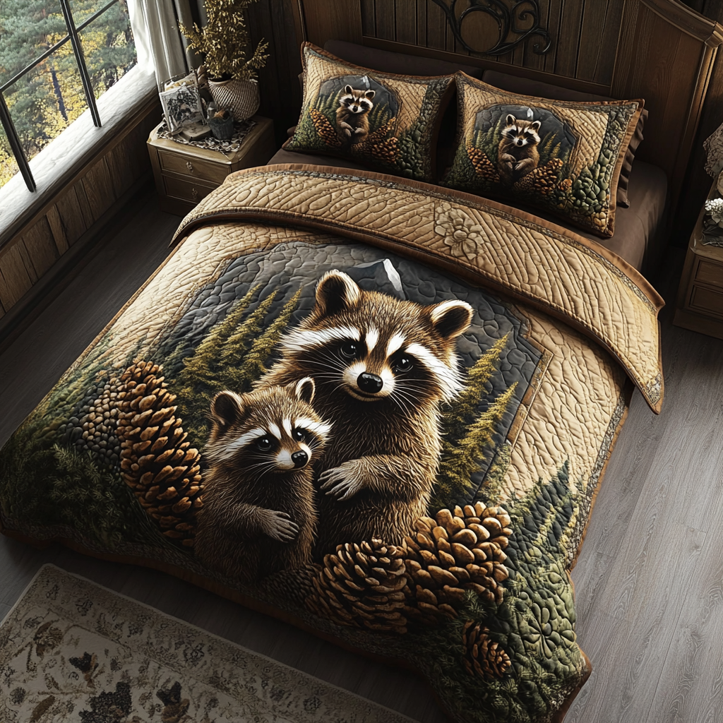 Woodland Bandit Quilted Bedding Set Cool Bedroom Decor Hunting Gifts For Boyfriend