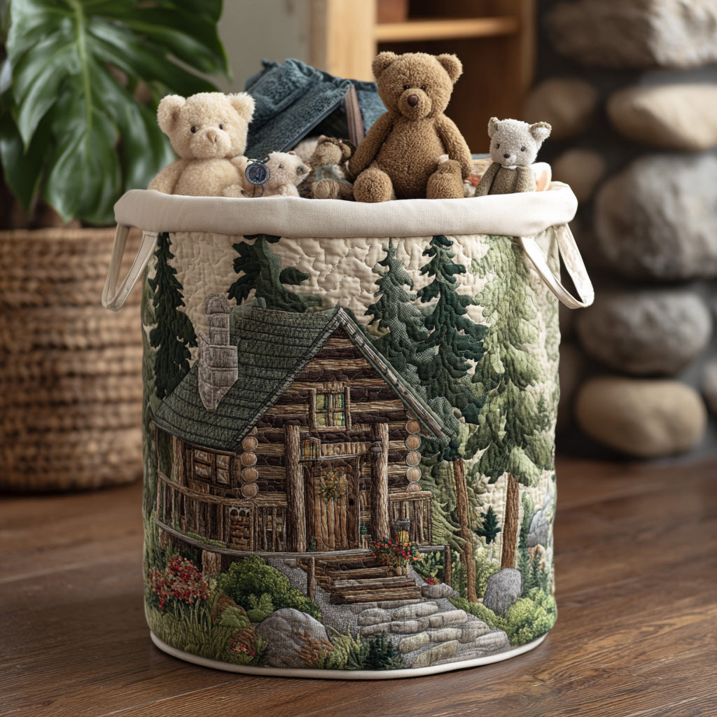Woodland Cabin Quilted Laundry Basket Best Dirty Clothes Hamper Good Father's Day Presents
