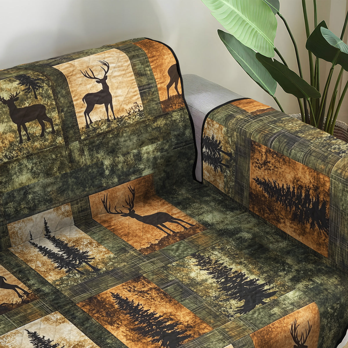 Woodland Charm Quilted Sofa Cover Furniture Slipcovers Great Gifts For Deer Hunters